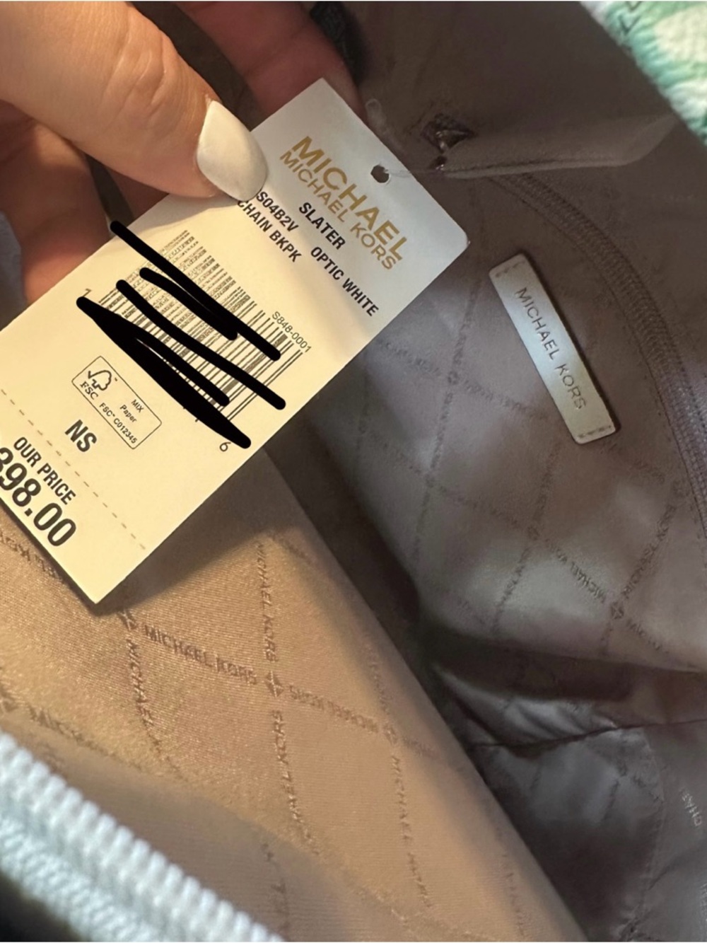 Michael Kors White Mini Backpack with Colorful Luggage Tag Print - Picture 5 of 5